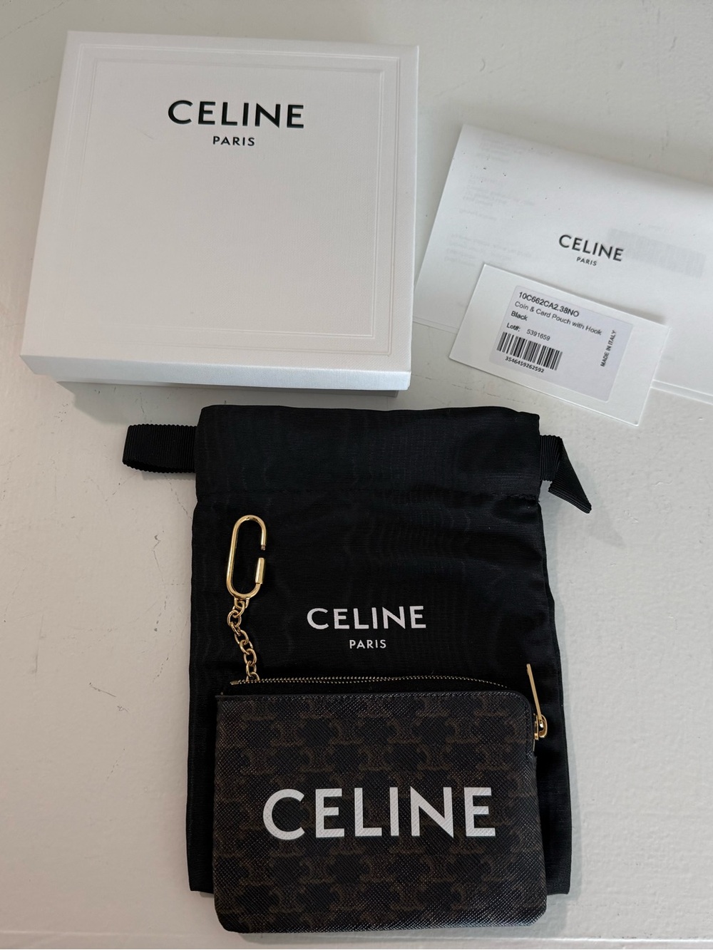 CELINE Coin and Card Pouch in Triomphe Canvas